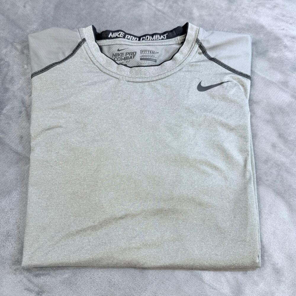 Nike Pro Combat Fitted Training Shirt Dri Fit Short Sleeve Stretch Gym Mens Sz L